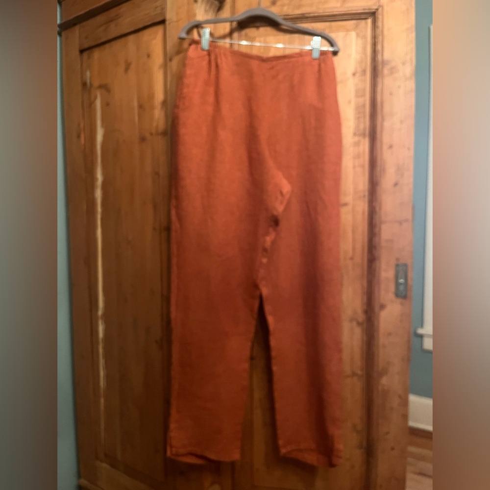 FLAX  Burnt Orange Linen Textured Pants…NWOT / Size M